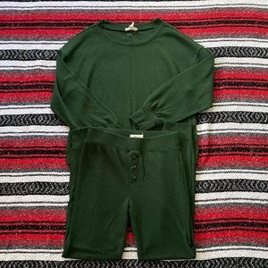 Madewell Green Thermal Pajama Set